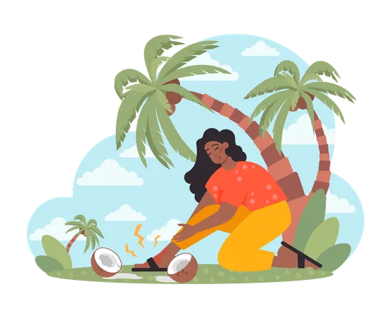 Injured Woman Girl Suffers From Wounded Leg Bad Vacation Experience Unlucky Tourist Having Health Problems During Their Trip Unhappy Character Travel Abroad Flat Vector Illustration Illustration