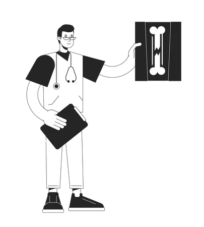 Internist überprüft Röntgenbild  Illustration