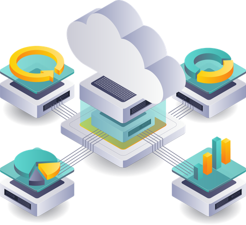 Innovation in der digitalen Analyse für das Cloud-Server-Management  Illustration