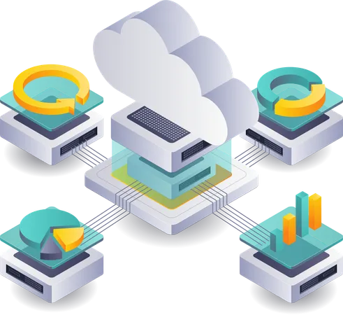 Innovation in der digitalen Analyse für das Cloud-Server-Management  Illustration