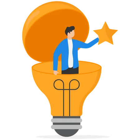 Ideas For Team Success Innovation Solutions Community Or Invention Helps A Company Achieve Its Goals Star Award Of Achievement Employees Share Light Bulb Ideas Illustration