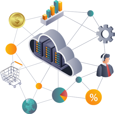 Innovative Technologien für Business-Cloud-Server-Datennetzwerke  Illustration