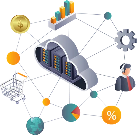 Innovative Technologien für Business-Cloud-Server-Datennetzwerke  Illustration