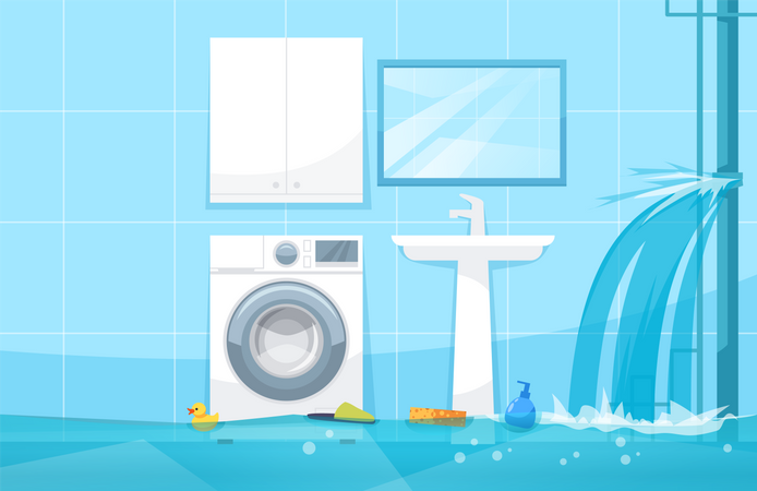 Inondation de la salle de bain  Illustration