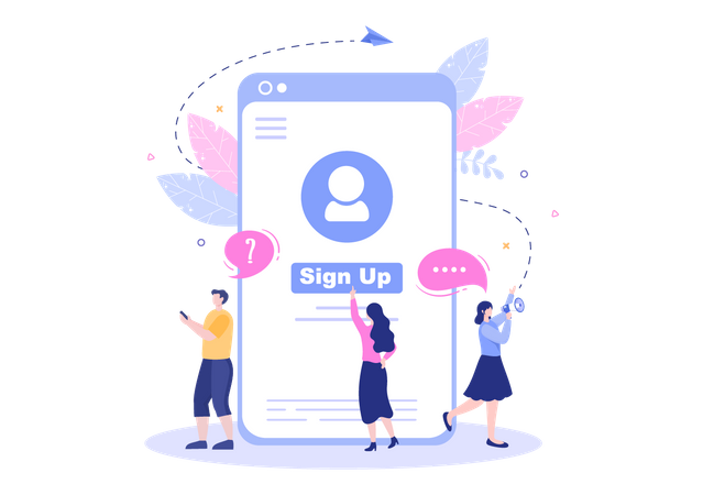 Inscription aux réseaux sociaux  Illustration