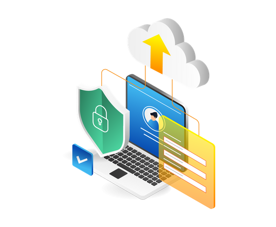 Données d'inscription en ligne et sécurité du stockage dans le cloud  Illustration