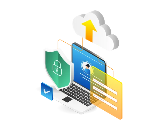 Données d'inscription en ligne et sécurité du stockage dans le cloud  Illustration