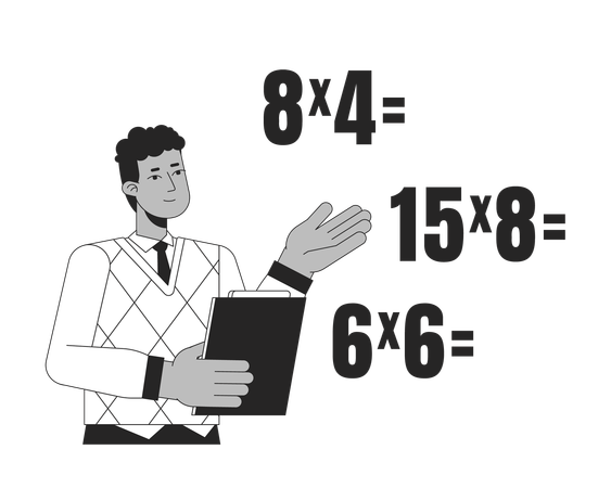 Insegnante afroamericano che insegna matematica  Illustration