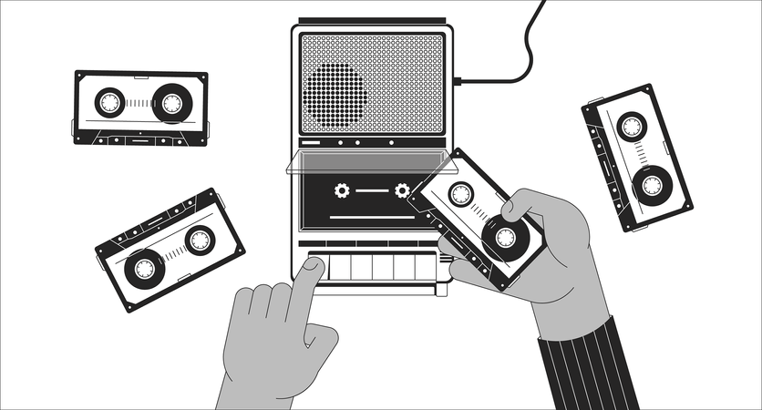 Insertar cinta de casete en el reproductor  Ilustración