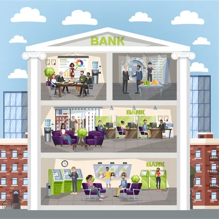Inside Bank Building  Illustration