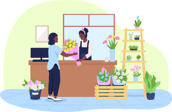 Inside florist store  Illustration