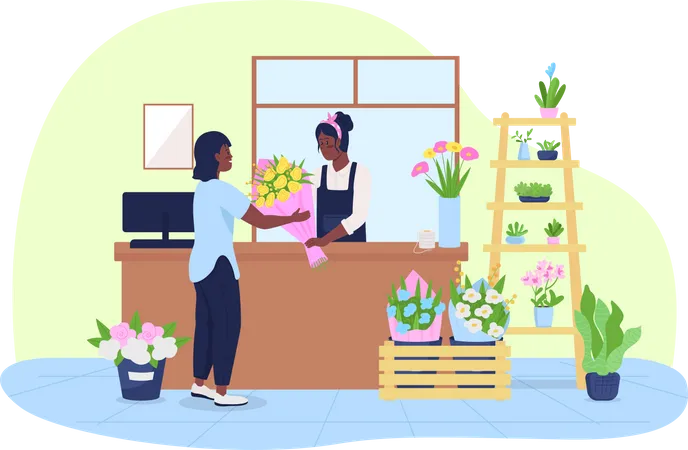 Inside florist store  Illustration