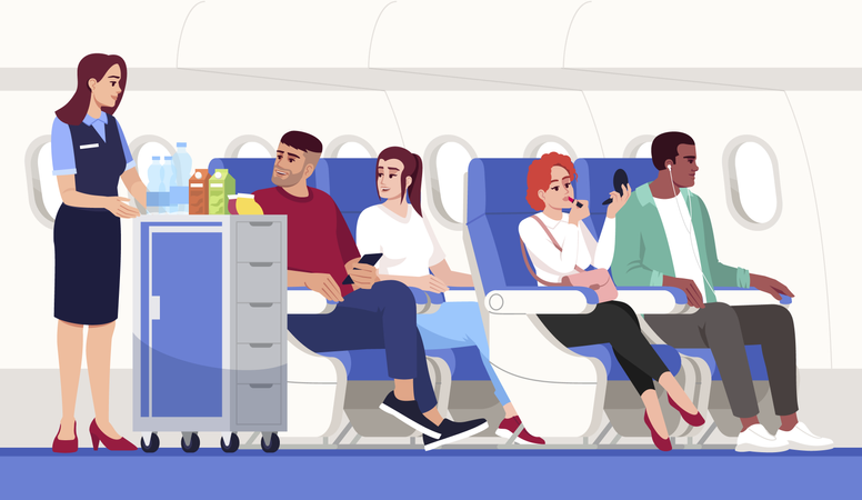 Inside of an aeroplane  イラスト