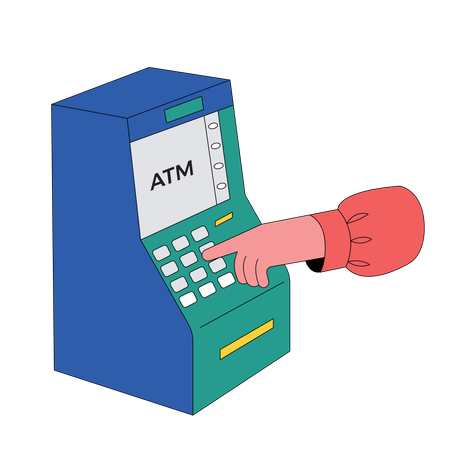 Insira o PIN do cartão na máquina ATM  Ilustração