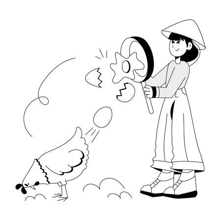 Inspección de gallinas  Ilustración