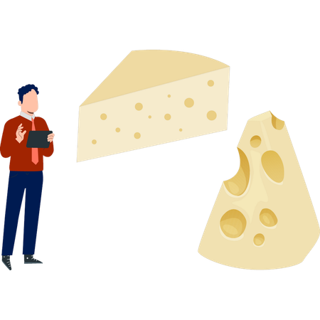 Inspecteur des aliments travaillant sur la qualité du fromage  Illustration