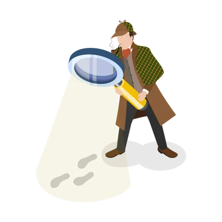 3 D Isometric Flat Vector Set Of Inspector Holmes Characters Private Investigator Item 3 Illustration