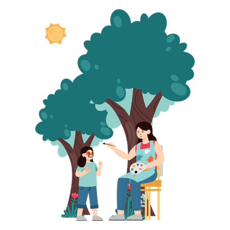 Inspiración de jardín para pintar  Ilustración