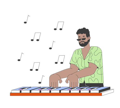 Homem afro-americano inspirado tocando música  Ilustração