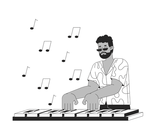 Homem afro-americano inspirado tocando música  Ilustração