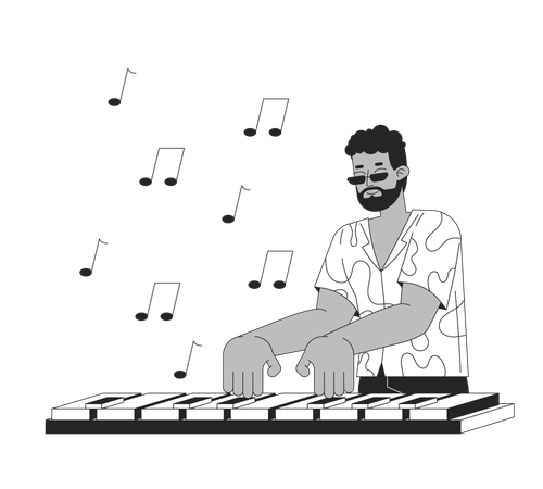 Inspired african american man playing music  Illustration