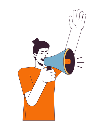 Inspired man with megaphone  Illustration