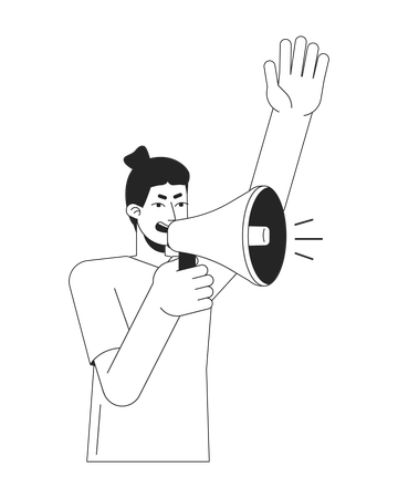 Inspired man with megaphone  Illustration