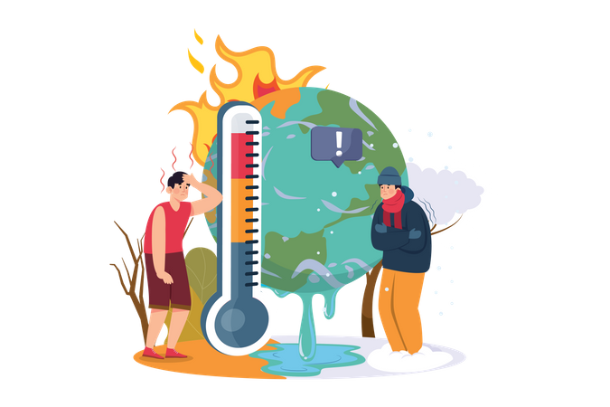 Instabile Wettertemperatur  Illustration