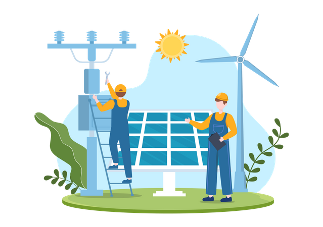 Instalação de energia solar  Ilustração