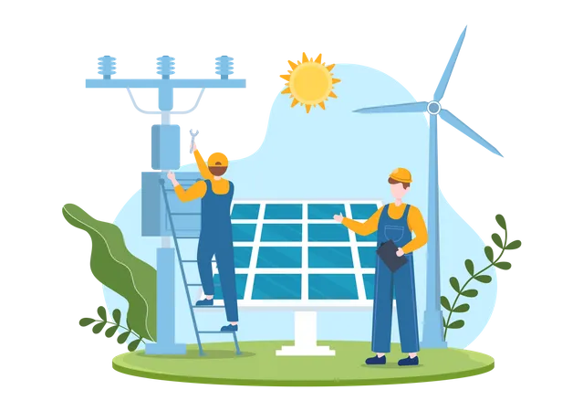 Instalação de energia solar  Ilustração