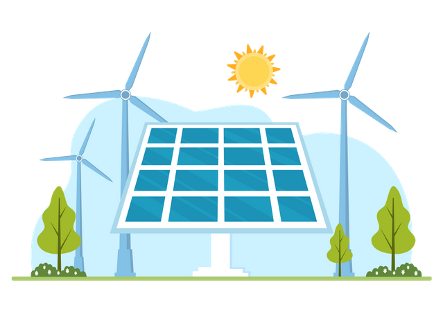 Instalação de energia solar  Ilustração