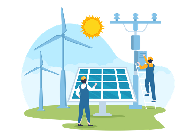 Instalação de painel solar  Ilustração