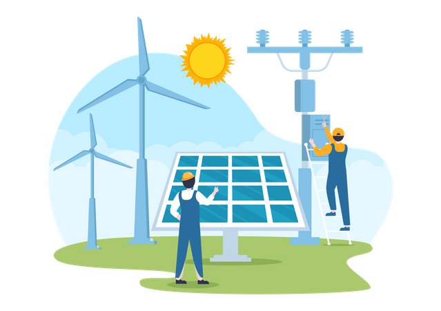 Instalación de paneles solares  Ilustración