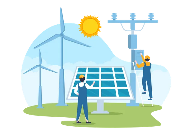 Instalación de paneles solares  Ilustración