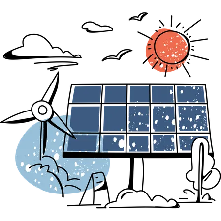 Instalación de paneles solares  Illustration