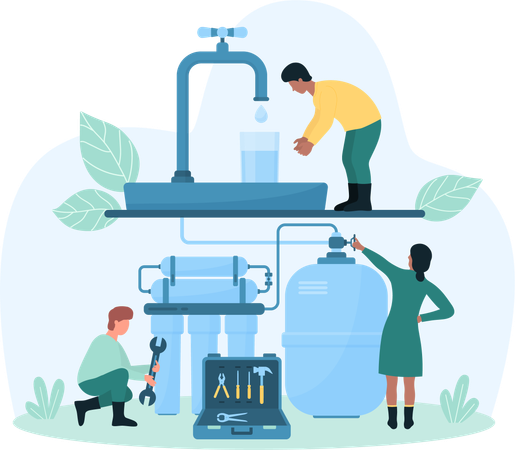 Installation of home water supply system  イラスト