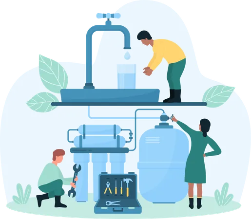Installation of home water supply system  イラスト