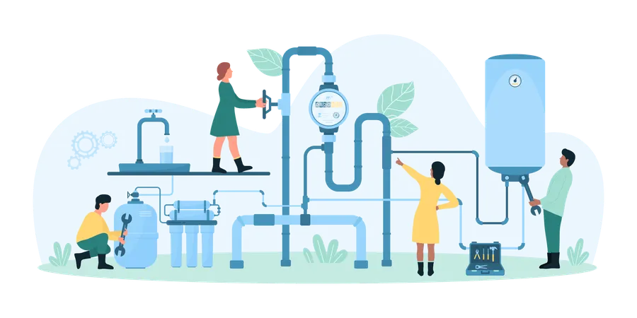 Installation of home water supply system  Illustration