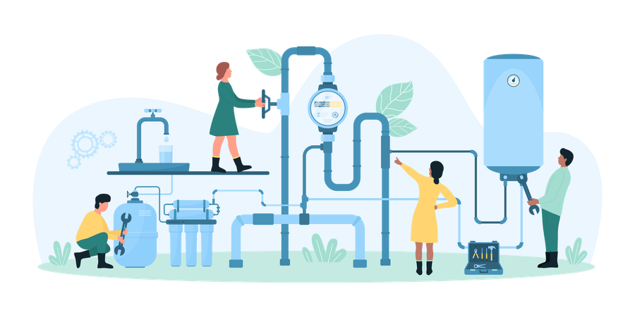 Installation of home water supply system  Illustration