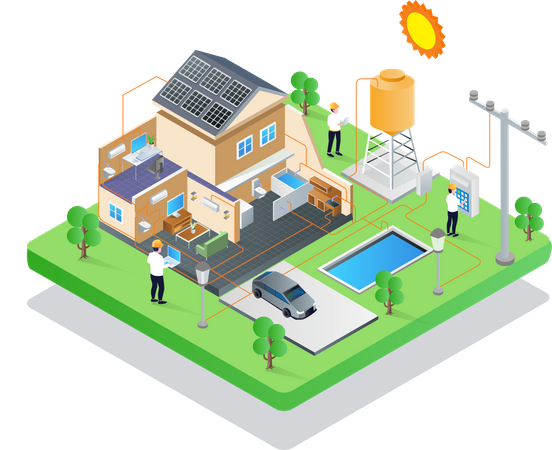 Installation eines Solarpanels  Illustration