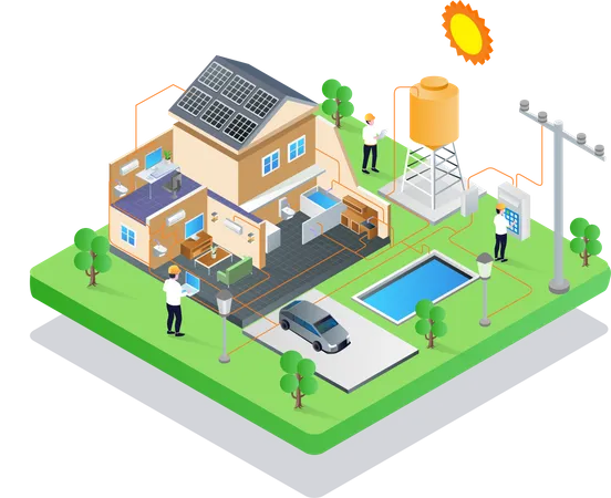 Installation eines Solarpanels  Illustration