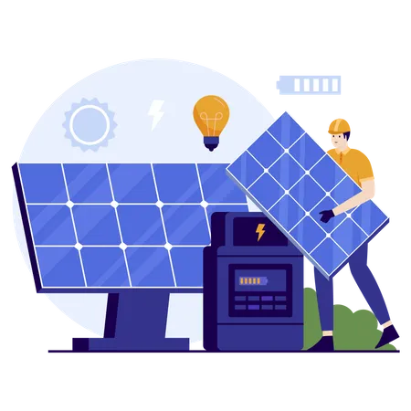 Installing Solar Panel  Illustration