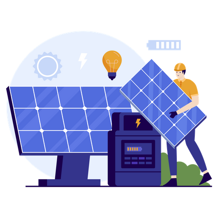 Installing Solar Panel  Illustration