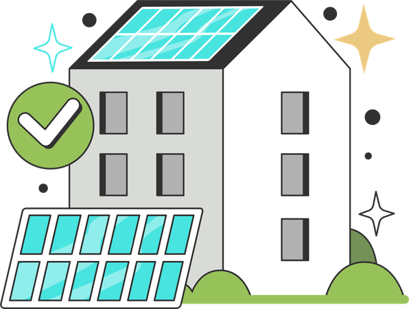 Installing solar panel on home  Illustration