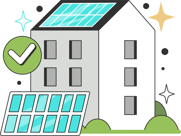 Installing solar panel on home  Illustration