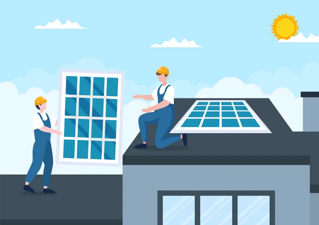 Installing Solar Panels Illustration