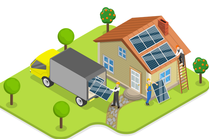 Installing Solar Panels  Illustration