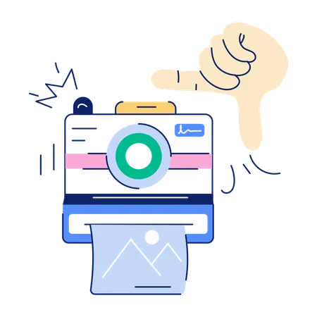 Instant Camera clicking pictures  Illustration