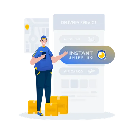 Instant Shipping Package Delivery Service Illustration Illustration