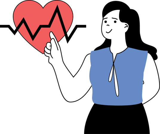 Instructor analyzes heart beat  イラスト